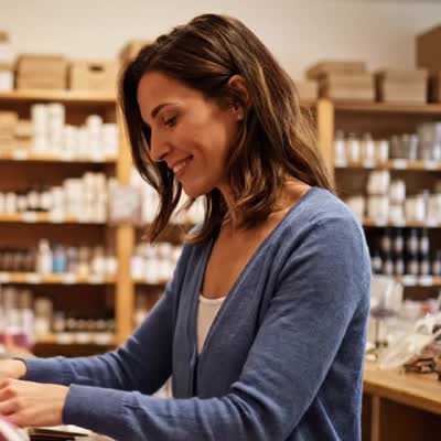 Autónoma en su tienda